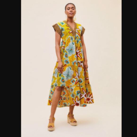 Kiki clothing NWT gorgeous vibrant African Inspired Empire Layered Dress  XXL - Picture 1 of 8